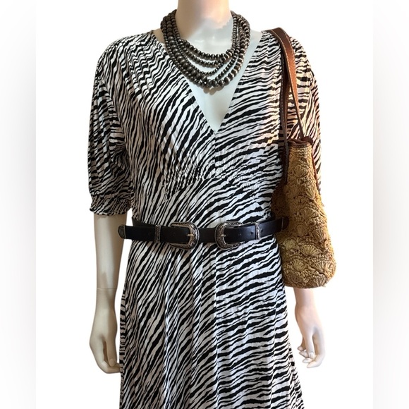 Anthropologie Faithfull The Brand Zebra Print Midi Dress Size L, Pre-Own EUC - Picture 2 of 6